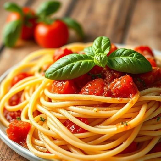 Massa caseira com molho de tomate fresco e manjericão.