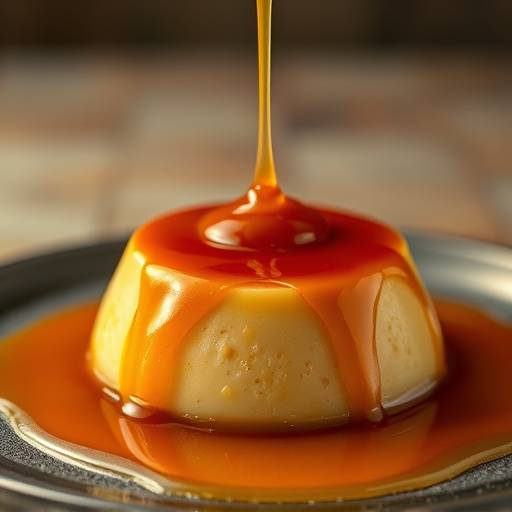 Pudim de leite condensado com calda de caramelo.