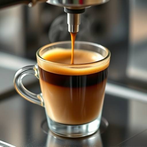 Uma xícara de café expresso fumegante com uma crema perfeita.